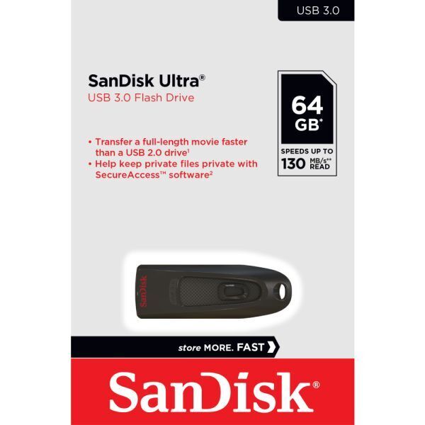 Флеш пам'ять USB 64 Gb SANDISK Ultra Black USB 3.0 - зображення 5