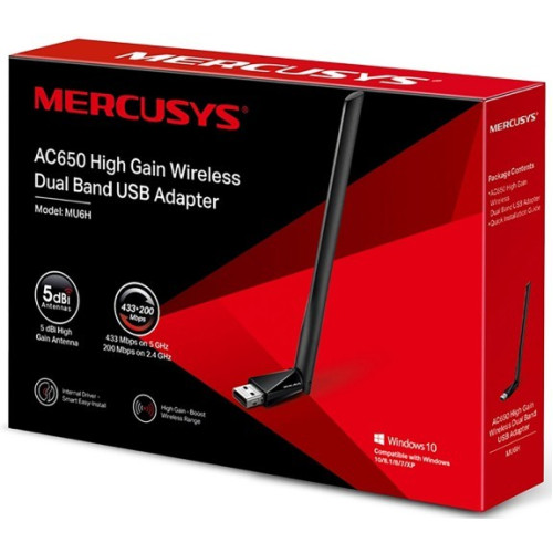 Мережева карта Wireless USB Wi-Fi Mercusys MU6H - зображення 6