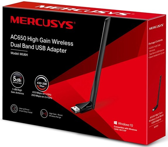 Мережева карта Wireless USB Wi-Fi Mercusys MU6H - зображення 6