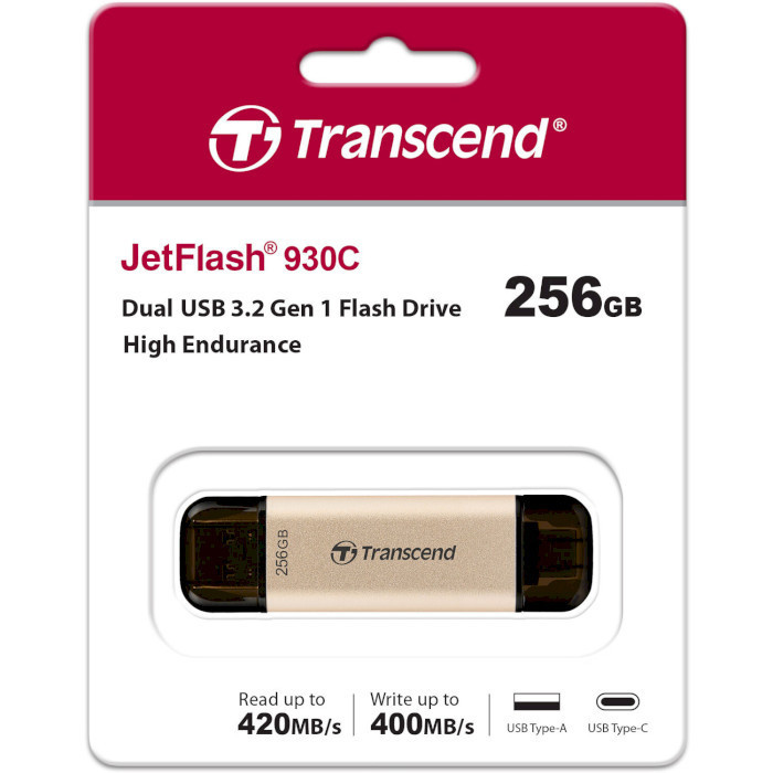 Флеш пам'ять USB 256Gb Transcend JetFlash 930C USB3.2 Gen 1, USB Type-A\/USB Type-C - зображення 6