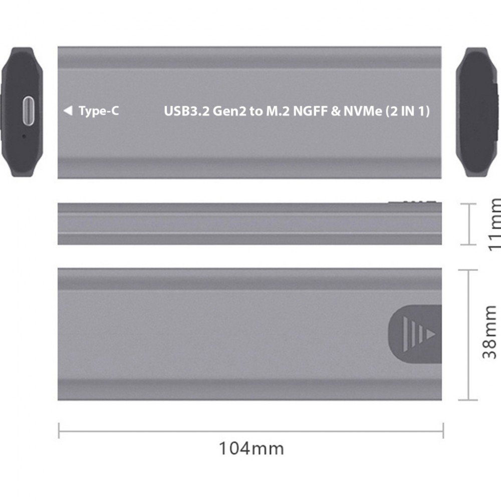 Зовнішня кишеня для SSD Dynamode (DM-CAD-SSD05) M.2 SSD NVMe\/SATA combo USB3.2 GEN2 USB-C - зображення 4