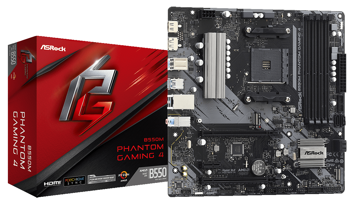 Мат. плата AM4 AsRock B550M PHANTOM GAMING 4 - зображення 1