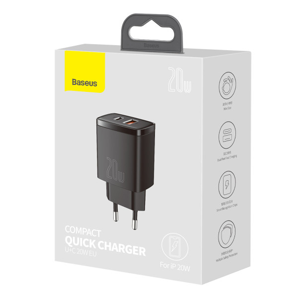 Зарядний пристрій Baseus Compact Quick Charger QC3.0+PD3.0 20W (CCXJ-B01) - зображення 6