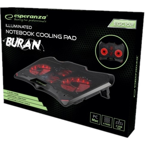 Підставка охолоджуюча для ноутбука Esperanza Gaming Notebook Cooling Pad BURAN (EGC102) - зображення 4