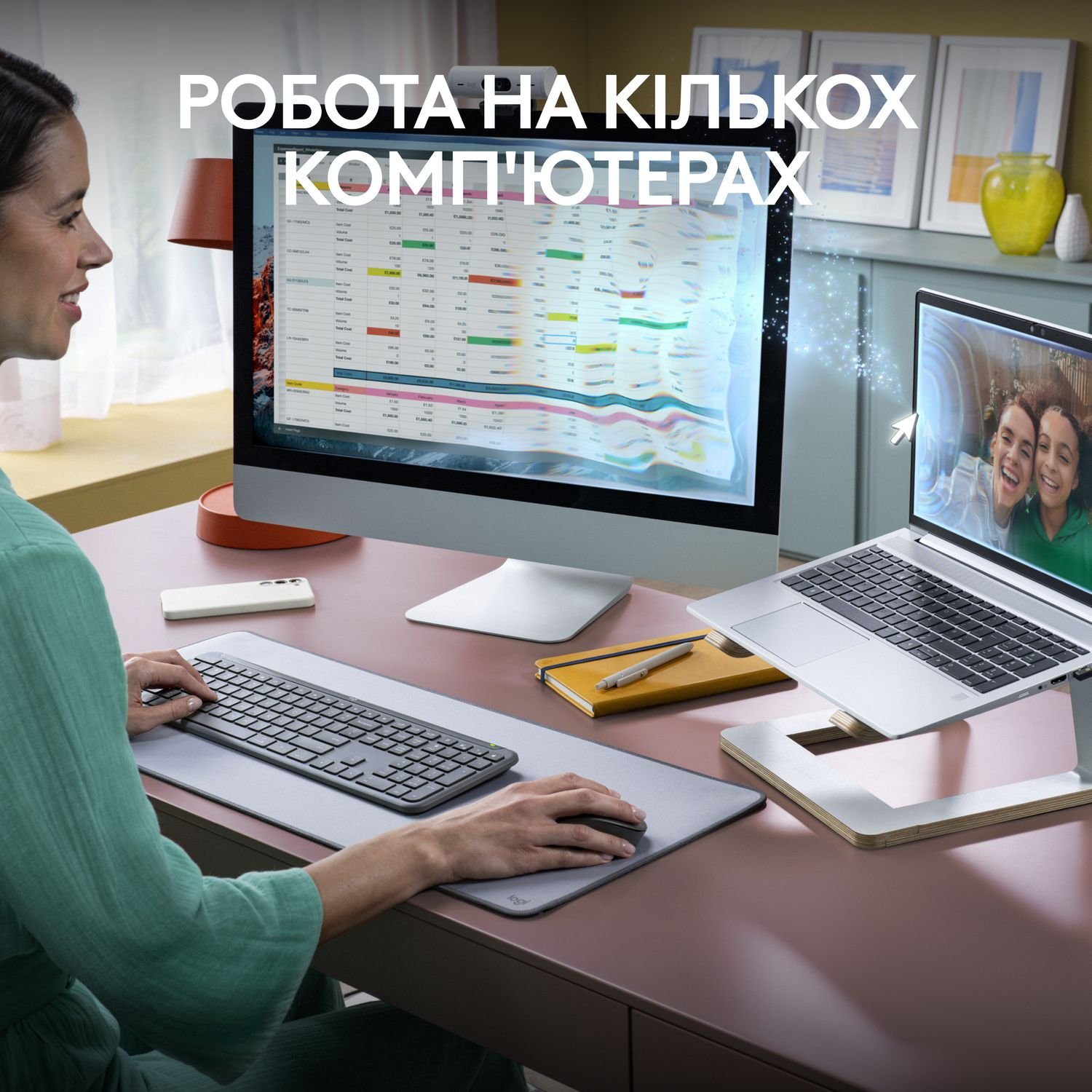 Комплект безпровідний Logitech MK950 Bluetooth\/Wireles UA Graphite - зображення 2
