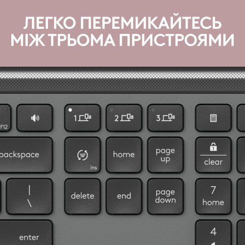Комплект безпровідний Logitech MK950 Bluetooth\/Wireles UA Graphite - зображення 3
