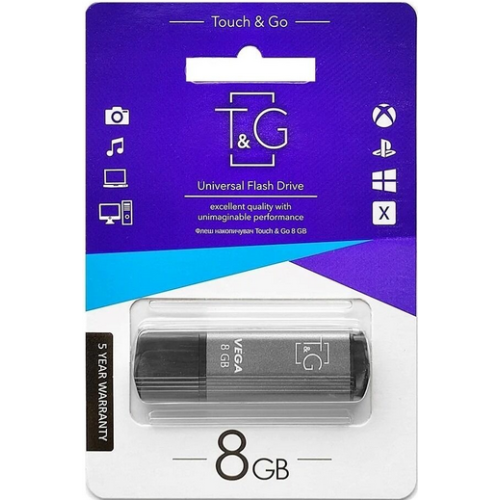 Флеш пам'ять USB 8 Gb T&G 121 Vega series Grey USB 2.0 - зображення 2
