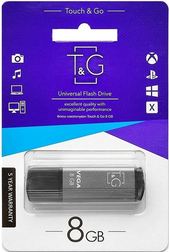 Флеш пам'ять USB 8 Gb T&G 121 Vega series Grey USB 2.0 - зображення 2