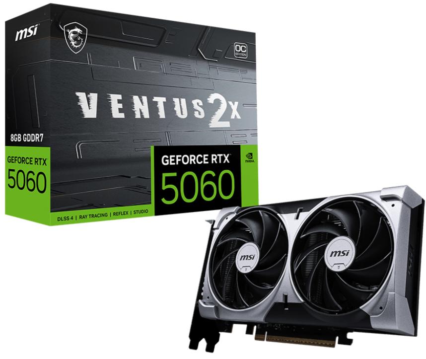 Відеокарта GeForce RTX 5060 8 GDDR7 MSI VENTUS 2X OC (RTX 5060 8G VENTUS 2X OC) - зображення 1