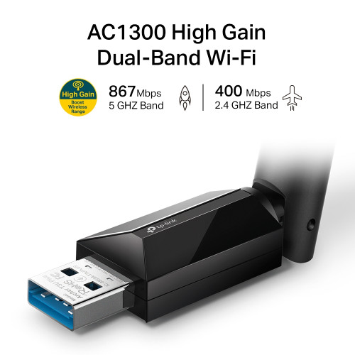 Мережева карта Wireless USB Wi-Fi TP-Link ARCHER T3U PLUS - зображення 2