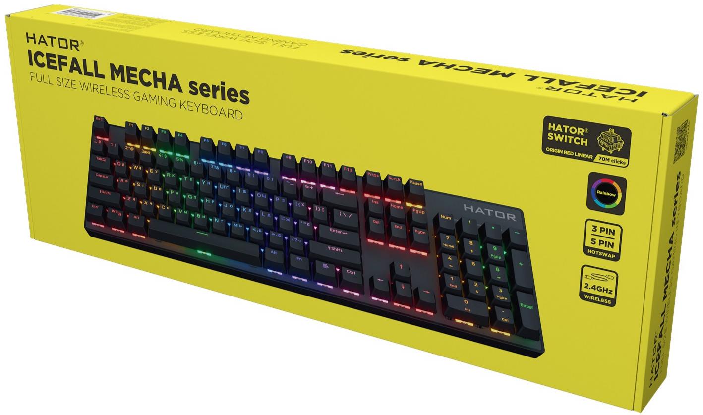 Клавіатура Hator Icefall Mecha Rainbow Wireless\/USB Black (HTK204UA) - зображення 6