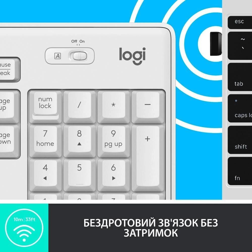 Комплект безпровідний Logitech MK295 Silent Wireless Combo White - зображення 7