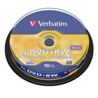 Диск DVD+RW Verbatim 4,7Gb 4x Cake box 10шт