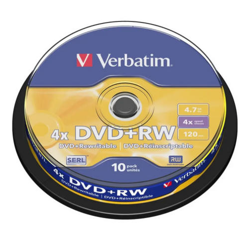 Диск DVD+RW Verbatim 4,7Gb 4x Cake box 10шт - зображення 1