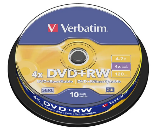 Диск DVD+RW Verbatim 4,7Gb 4x Cake box 10шт - зображення 1
