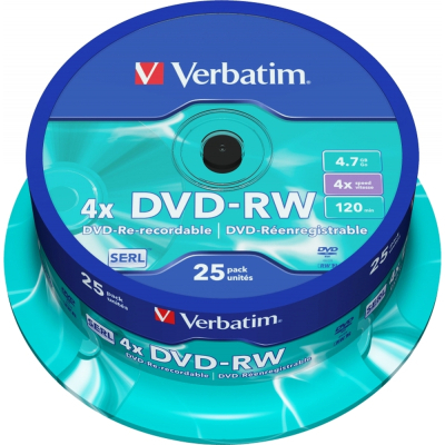 Диск DVD-RW Verbatim 4,7Gb 4x Cake box 25 шт - зображення 1