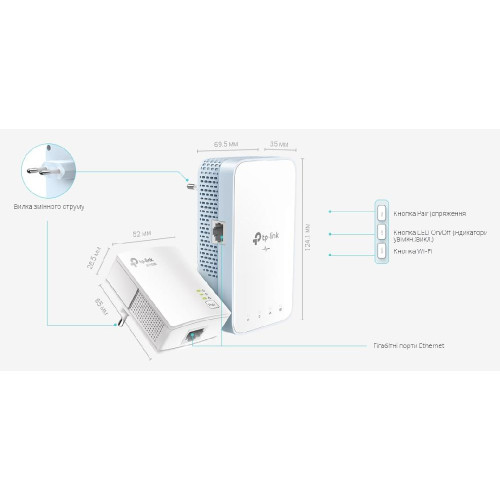 Мережевий адаптер PowerLine TP-Link AV1000 з підтримкою Mesh та Wi-Fi AC1200 (TL-WPA7517KIT) - зображення 5