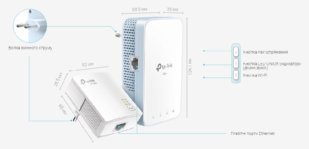 Мережевий адаптер PowerLine TP-Link AV1000 з підтримкою Mesh та Wi-Fi AC1200 (TL-WPA7517KIT) - зображення 5