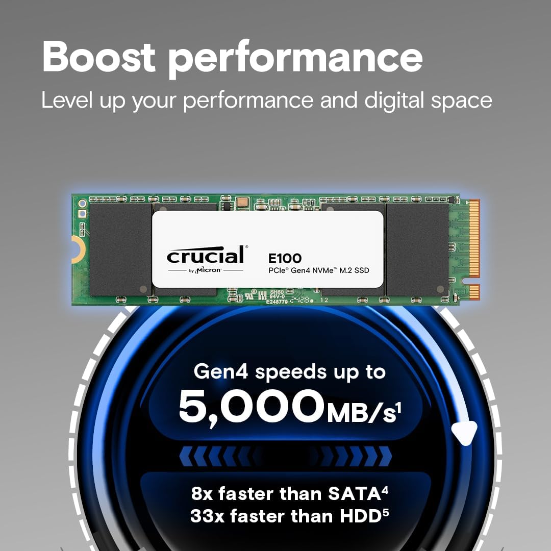 Накопичувач SSD NVMe M.2 1000GB Crucial E100 (CT1000E100SSD8) - зображення 2