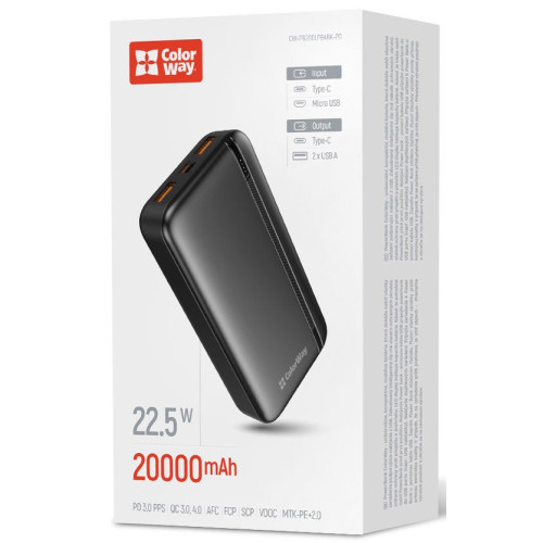 Батарея POWER BANK ColorWay EnergyPlus CW-PB200LPB4BK-PD - зображення 6