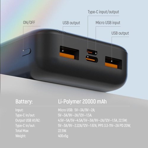 Батарея POWER BANK ColorWay EnergyPlus CW-PB200LPB4BK-PD - зображення 9