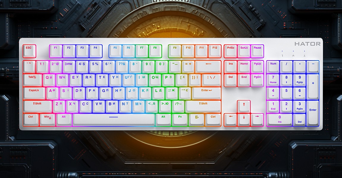 Клавіатура Hator Rockfall 2 Mecha Orange USB White (HTK-711) - зображення 8