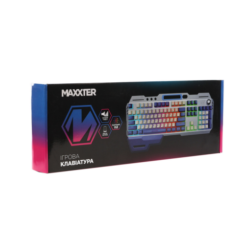 Клавіатура Maxxter KBG-RGB-01-UA RGB USB Metal - зображення 6