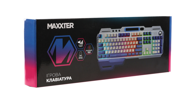 Клавіатура Maxxter KBG-RGB-01-UA RGB USB Metal - зображення 6