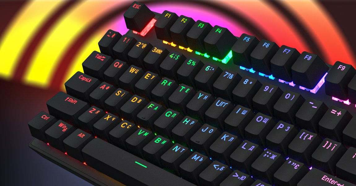 Клавіатура Hator Icefall Mecha Rainbow USB Black (HTK104UA) - зображення 7