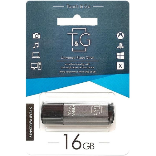Флеш пам'ять USB 16Gb T&G 121 Vega series Grey USB 2.0 - зображення 2