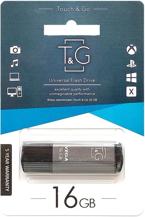 Флеш пам'ять USB 16Gb T&G 121 Vega series Grey USB 2.0 - зображення 2