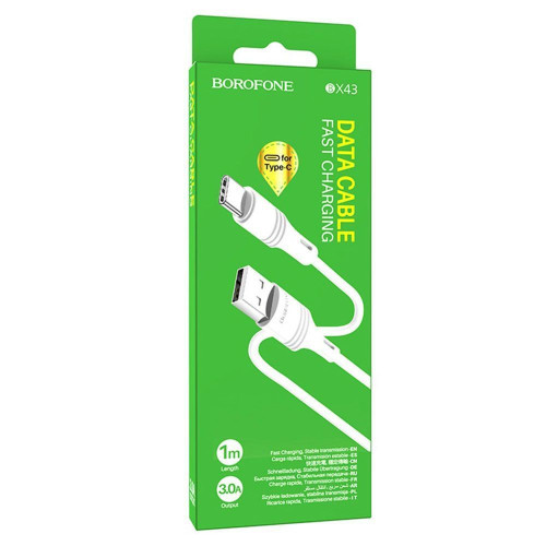 Кабель USB2 АM-Type C BOROFONE BX43 white, 1м, 3A, PVC - зображення 4