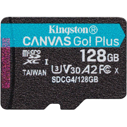 MicroSDXC 128 Gb Kingston Canvas Go Plus G4 class 10 UHS-I U3 V30 A2 з SD-адаптером - зображення 3