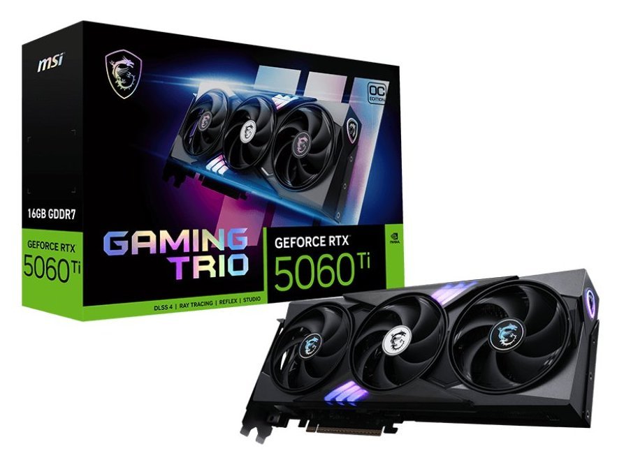 Відеокарта GeForce RTX 5060 Ti 16 GDDR7 MSI GAMING TRIO OC (RTX 5060 Ti 16G GAMING TRIO OC) - зображення 1