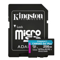 MicroSDXC 256 Gb Kingston Canvas Go Plus G4 class 10 UHS-I U3 V30 A2 з SD-адаптером