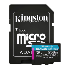 MicroSDXC 256 Gb Kingston Canvas Go Plus G4 class 10 UHS-I U3 V30 A2 з SD-адаптером
