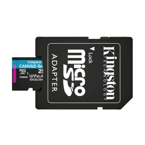 MicroSDXC 256 Gb Kingston Canvas Go Plus G4 class 10 UHS-I U3 V30 A2 з SD-адаптером - зображення 2