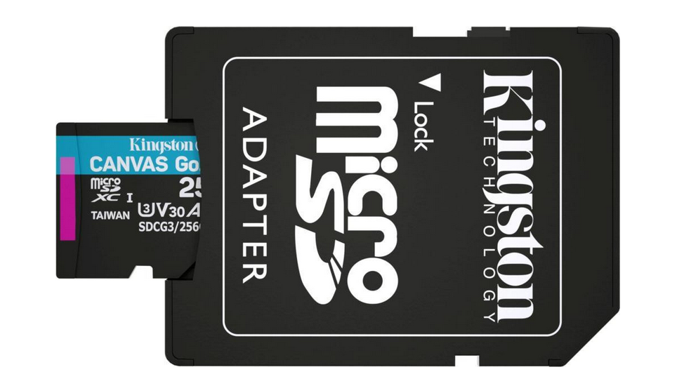 MicroSDXC 256 Gb Kingston Canvas Go Plus G4 class 10 UHS-I U3 V30 A2 з SD-адаптером - зображення 2
