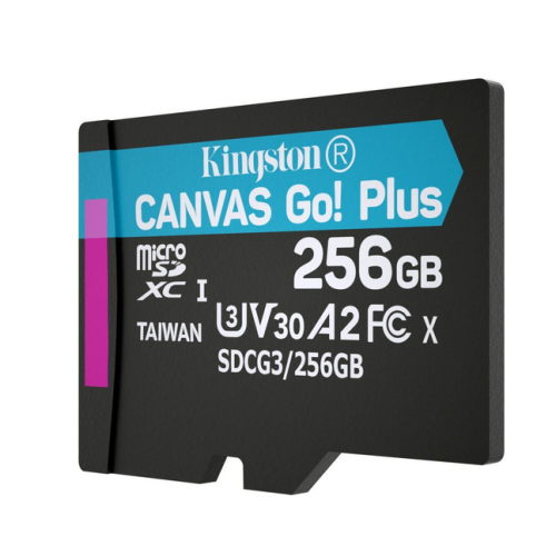 MicroSDXC 256 Gb Kingston Canvas Go Plus G4 class 10 UHS-I U3 V30 A2 з SD-адаптером - зображення 3