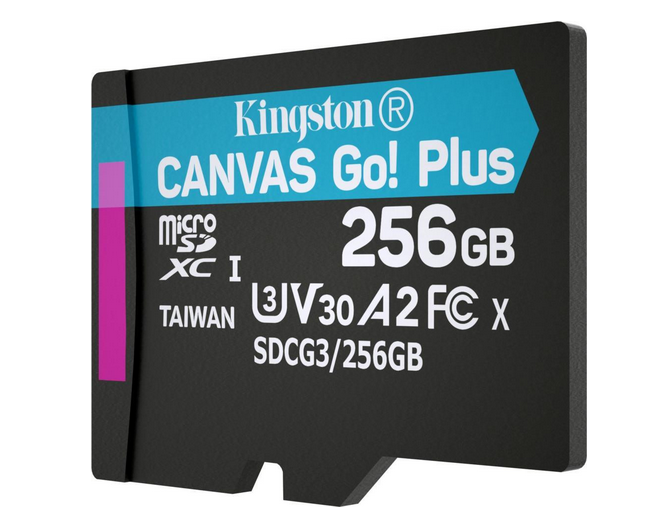 MicroSDXC 256 Gb Kingston Canvas Go Plus G4 class 10 UHS-I U3 V30 A2 з SD-адаптером - зображення 3