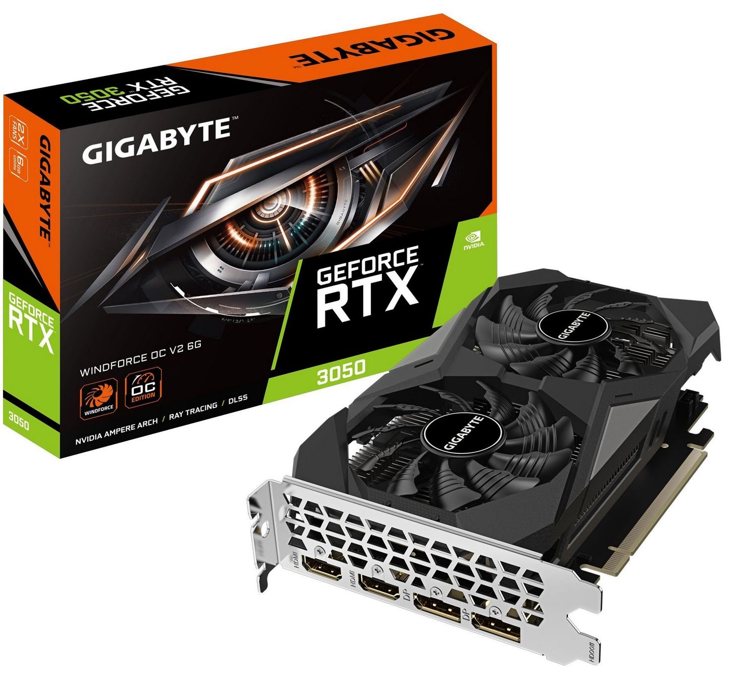 Відеокарта GeForce RTX 3050 6Gb GDDR6 Gigabyte WINDFORCE OC V2 (GV-N3050WF2OCV2-6GD) - зображення 1