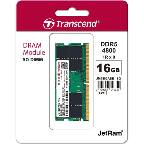Пам'ять SoDIMM DDR5 16 Gb 4800 MHz Transcend JetRam - зображення 2