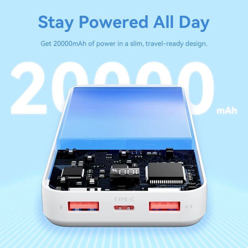 Батарея POWER BANK Vention 20000mAh 22.5W LED Display White - зображення 3
