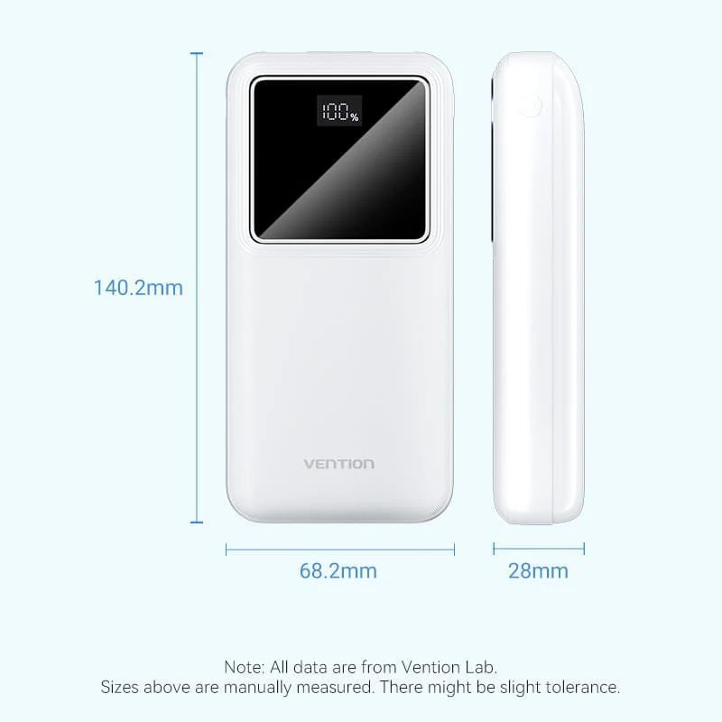 Батарея POWER BANK Vention 20000mAh 22.5W LED Display White - зображення 2