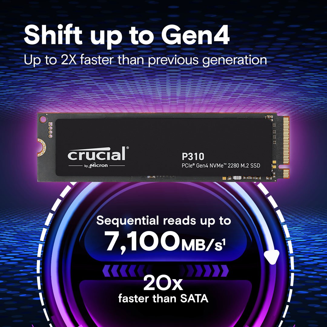 Накопичувач SSD NVMe M.2 1000GB Crucial P310 (CT1000E100SSD8) - зображення 2