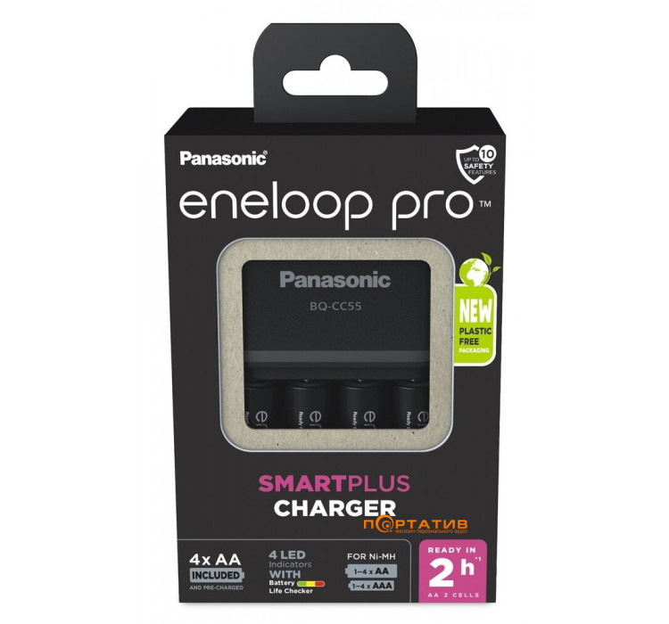 Зарядний пристрій + акумулятори Panasonic Smart-Quick Charger+ Eneloop Pro - зображення 4