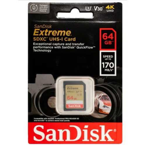 Secure Digital card 64 Gb SanDisk Extreme SDXC UHS-I U3 - зображення 3