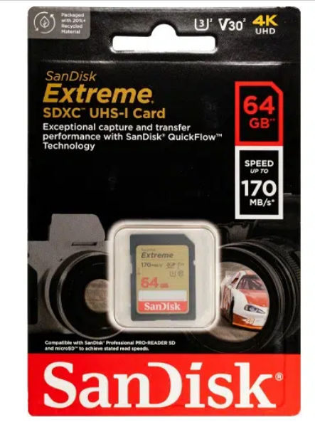 Secure Digital card 64 Gb SanDisk Extreme SDXC UHS-I U3 - зображення 3