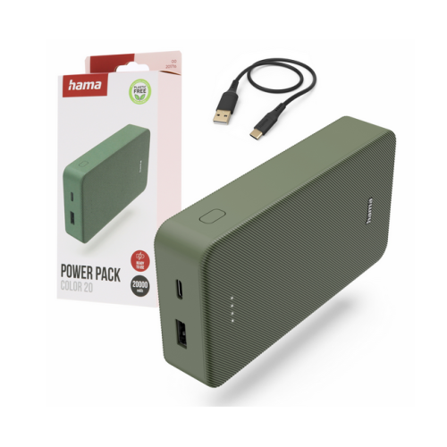Батарея POWER BANK Hama Power Pack Color 20 20000mAh green - зображення 4