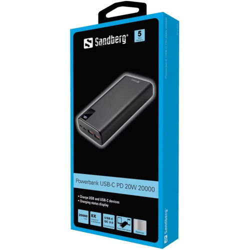 Батарея POWER BANK Sandberg 420-59 20000mAh PD\/20W, QC\/3.0 - зображення 2